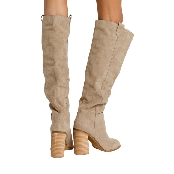 MI.IM Saint Slouch Knee Length Boots Suede Slip On Women’s Sz 9 Taupe - Picture 3 of 10